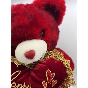 2008 Sweetheart Teddy Bear Red Valentines Heart Gold Toy Plush 20” Frosted Fur